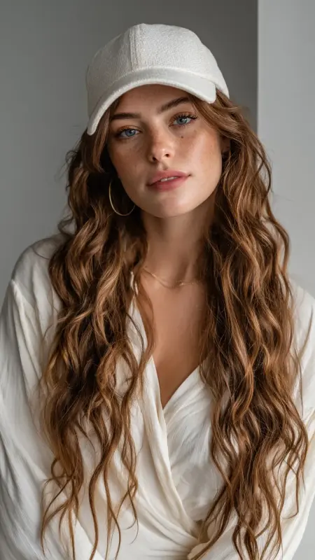 Side-Swept Waves Trucker Hat - Trucker Hat Hairstyles