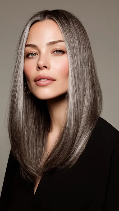 Silver Blunt Cut with Glass Hair Finish - Silver highlights