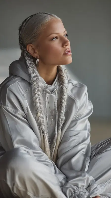 Silver-Threaded Boxer Braids - Silver highlights