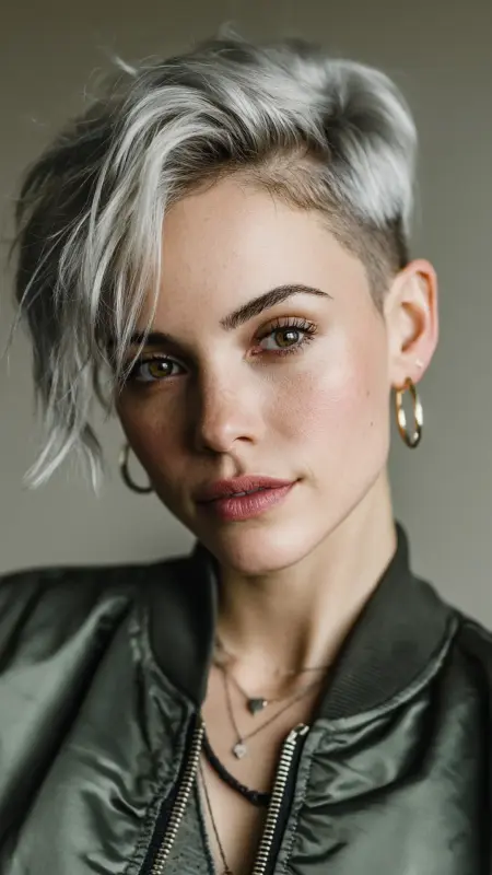 Silver Undercut with Soft Fade - Silver highlights