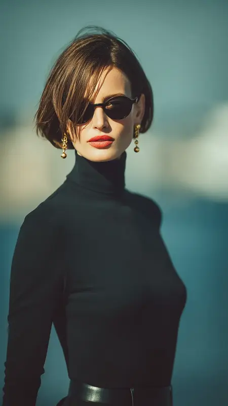 Sleek Bob with Tucked-Behind-Ear Finish - Airport Hairstyles for Short Hair