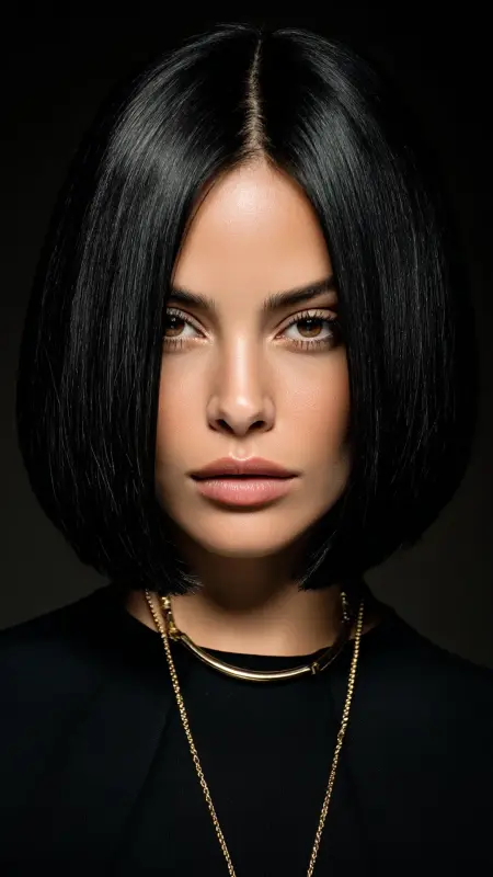 Sleek Center-Parted Bob - Glass Hair