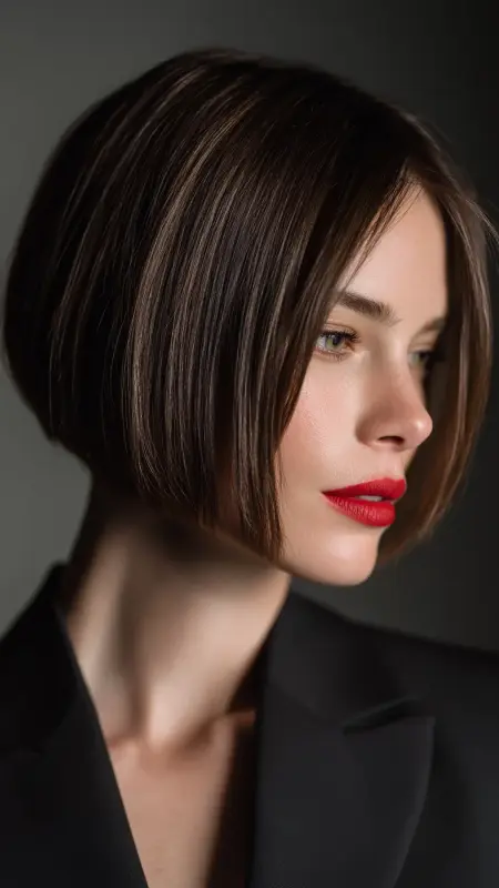 Sleek Chin-Length Bob with Deep Side Part - Vintage bob hairstyle