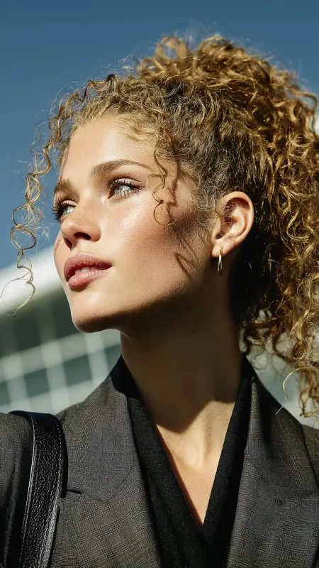 Sleek Curly Ponytail - Airport Hairstyles for Curly Hair