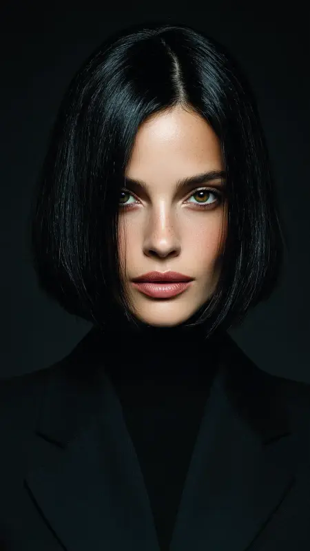 Sleek Feathered Bob with Center Part - Feathered Bob Hairstyles