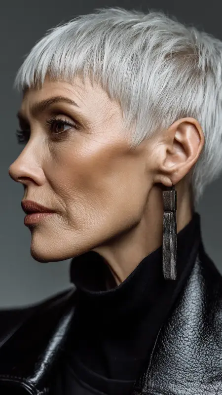 Sleek Pixie with Micro Bangs - Pixie hairstyles for older women over 60