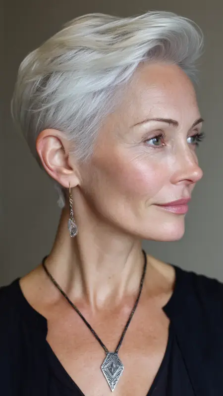 Sleek Pixie with Tapered Neckline - Pixie Cut Hairstyles For Older Women
