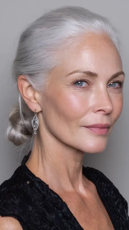 Sleek Pulled-Back Ponytail - Hairstyles for 80 year old women