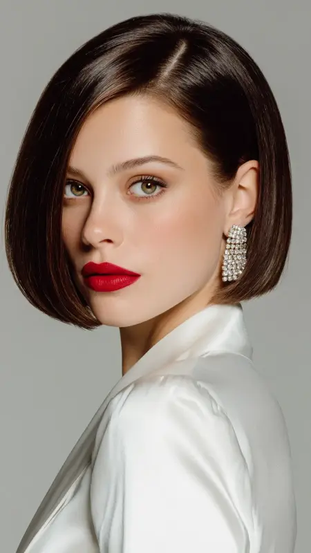 Sleek Stacked Bob with Deep Side Part - Stacked Bob Haircut For Fine Hair