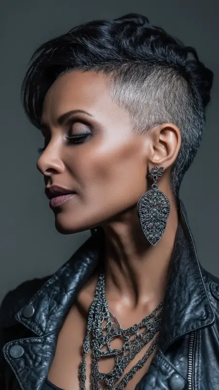 Sleek Undercut - Short Haircuts For Black Women Over 50