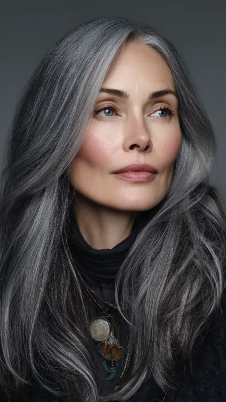 Smoky Gray Blend - Hair color ideas for women over 50