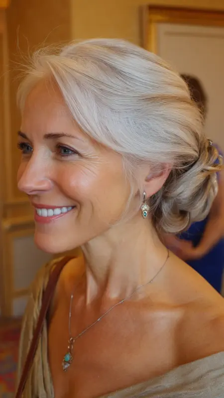Soft Chignon with Side Part - Hairstyles for 80 year old women