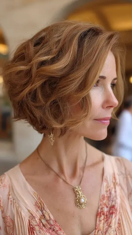 Soft Curly Bob with Side Part - Hairstyles For Women Over 60 With Curly Hair