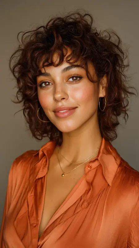 Soft Curly Pixie with Side Bangs - Short curly pixie haircuts