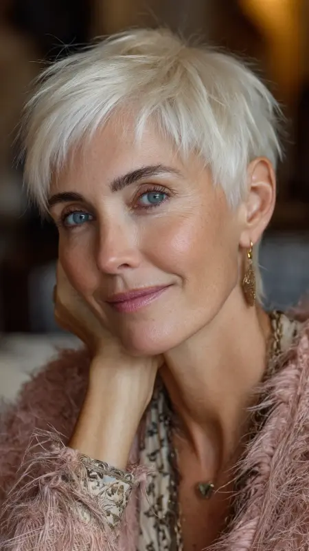 Soft Feathered Pixie - Short pixie hairstyles for older women