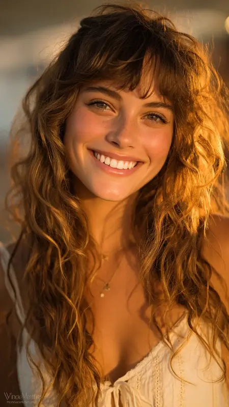 Soft Layered Butterfly Bangs with Loose Waves - Butterfly bangs