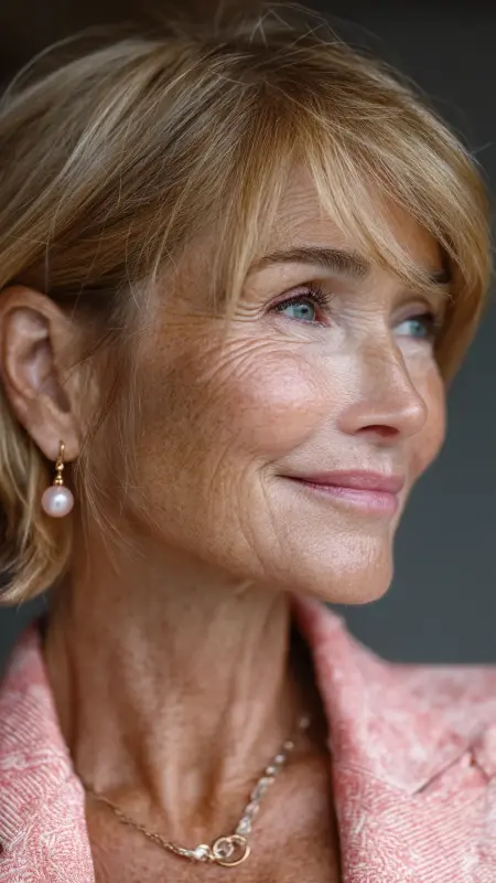 Soft Layered Crop with Peekaboo Highlights - Short Layered Hairstyles For Older Women