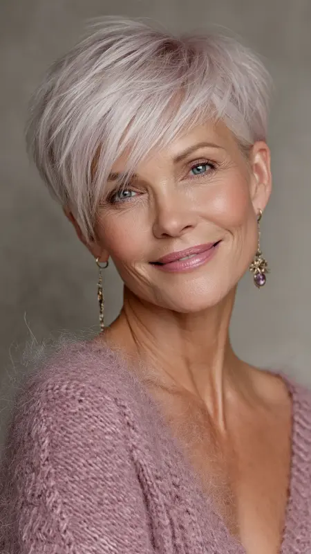 Soft Layered Pixie Cut - Hairstyles for 80 year old women