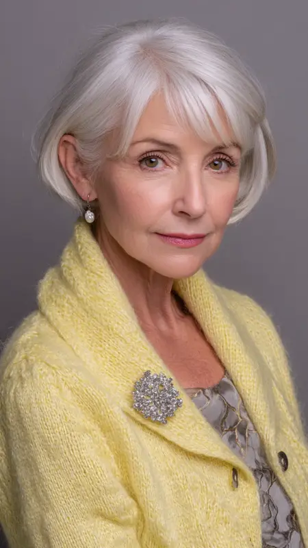 Soft Pageboy Cut - Short white hair for older women
