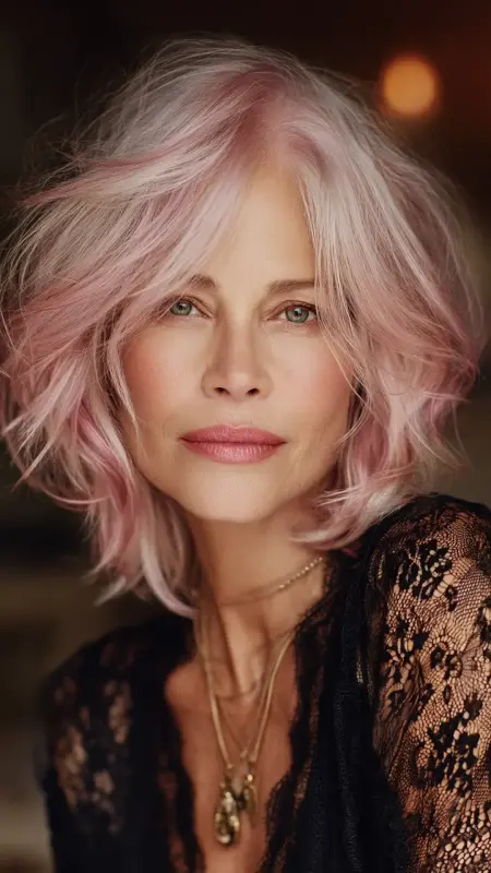 Soft Pastel Pink Rinse - Hair color ideas for women over 50