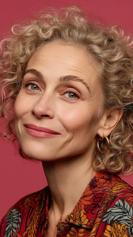 Soft Perm with Defined Curls - medium length hair for women over 50