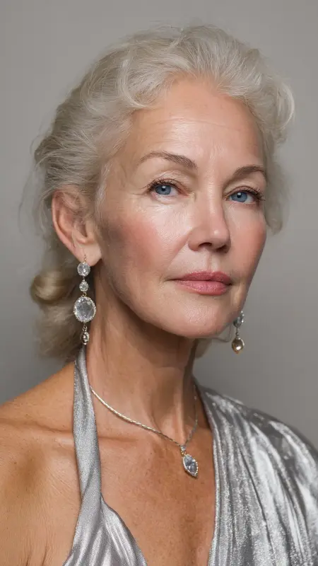 Soft Pinned-Back Waves - Hairstyles for women over 70 with thinning hair