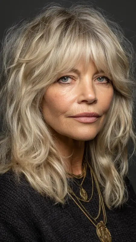 Soft Shag with Curtain Bangs - Hairstyles for women over 70 with fine hair