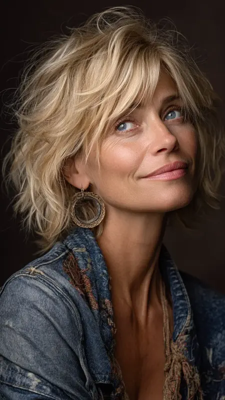 Soft Shaggy Bob with Feathered Layers - bob hair styles for women over 50