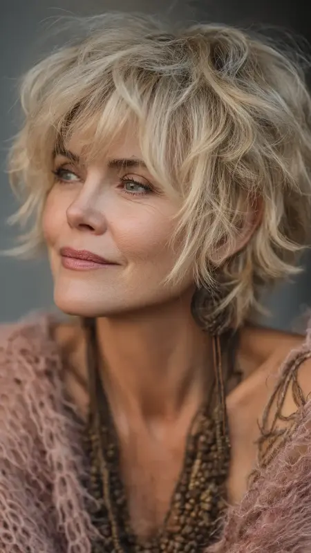 Soft Shaggy Pixie - Short pixie hairstyles for older women