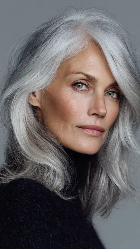 Soft Silver Ombre - Hair color ideas for women over 50