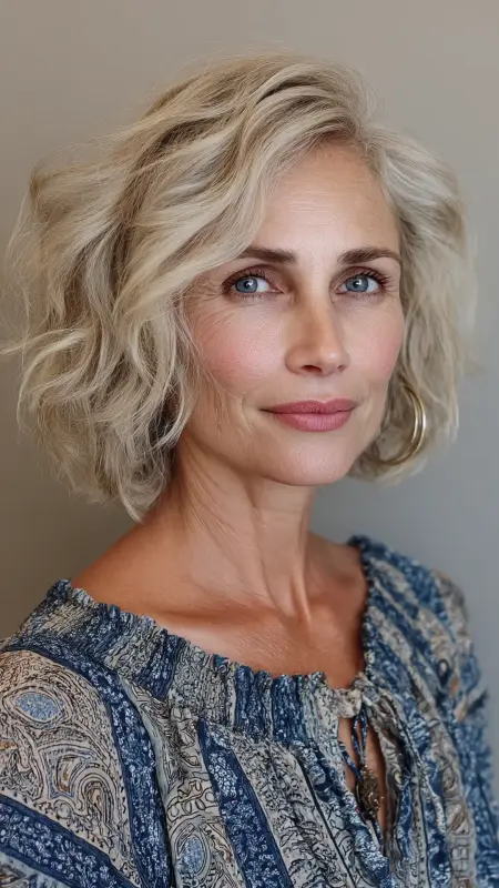 Soft Wavy Lob - Haircuts For Women Over 50 With Fine Hair