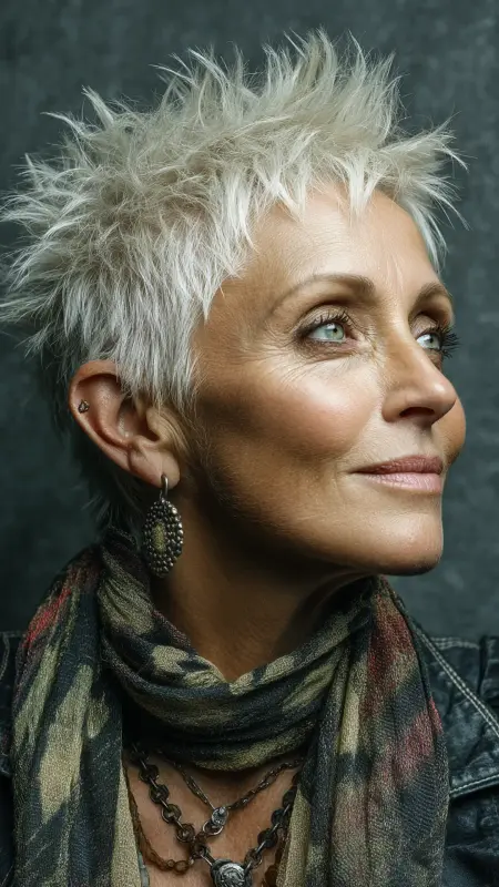 Spiky Edgy Pixie - Pixie hairstyles for older women over 60