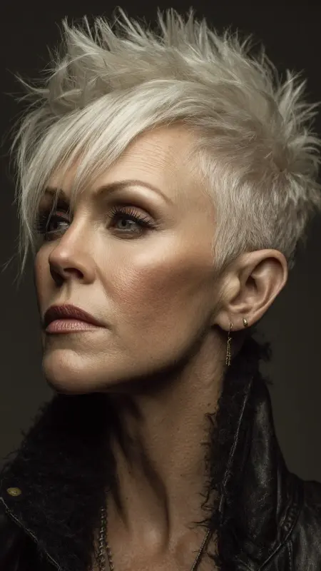 Spiky Undercut Pixie - Undercut pixie haircut for older women