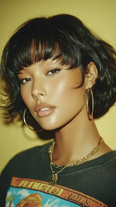 Stacked Bob with Micro Bangs - Stacked Bob Haircut For Fine Hair