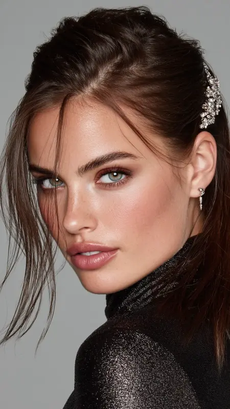 Straight Hair with Sleek Pinned-Back Sides - Straight Hairstyles