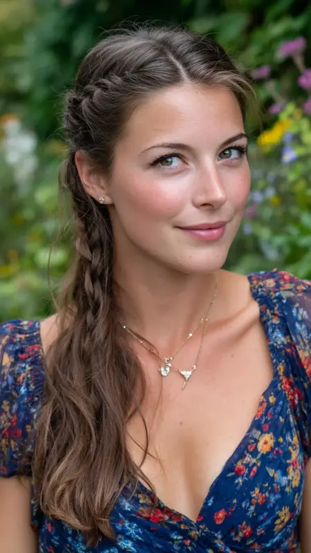 Straight Hair with Sleek Side Braid - Straight Hairstyles