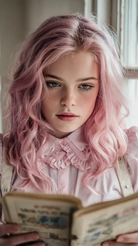 Strawberry Milk Highlights on Medium Waves - Hair color ideas for school