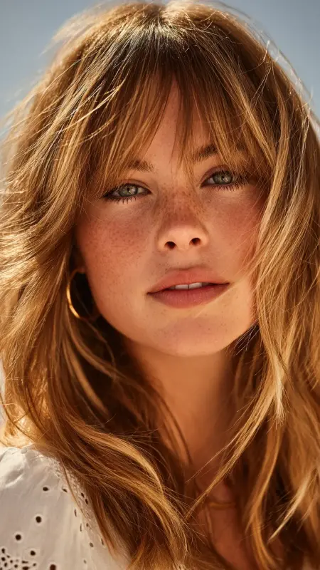 Sun-Kissed Blowout with Soft Curtain Bangs - Blowout with curtain bangs
