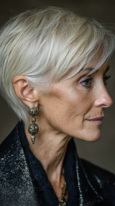 Swept-Back Elegant Pixie - Pixie hairstyles for older women over 60