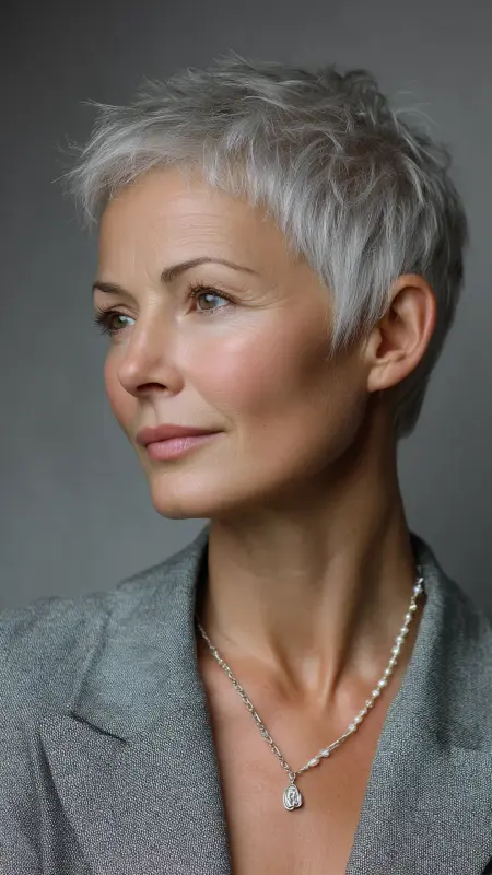 Tapered Neckline Pixie - pixie haircuts for women over 60