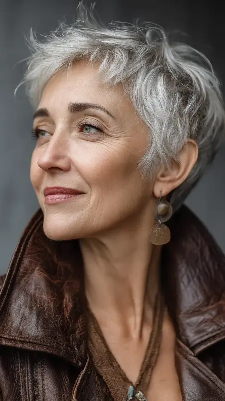 Tapered Pixie with Side-Swept Bangs - Hairstyles for women over 70 with thinning hair