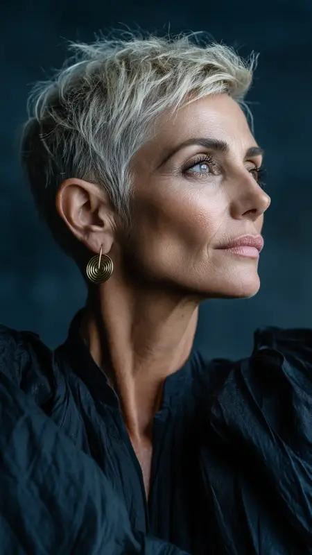 Tapered Pixie with Voluminous Top - Hairstyles For Women Over 50 With Thinning Hair