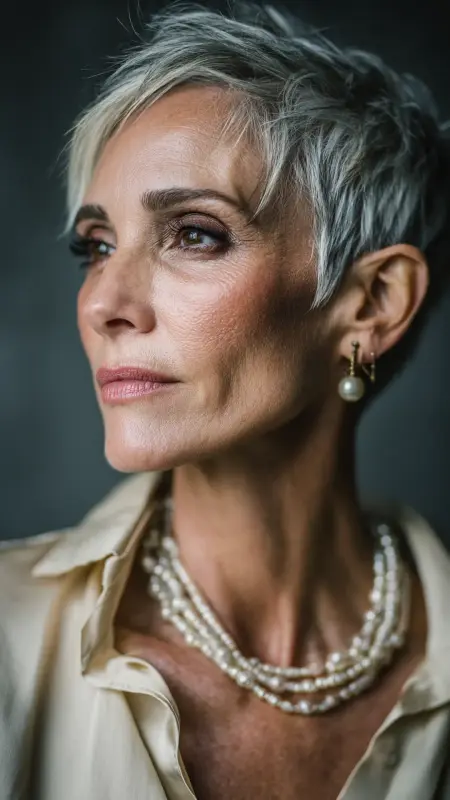 Tapered Salt-and-Pepper Cut - Short Layered Hairstyles For Older Women