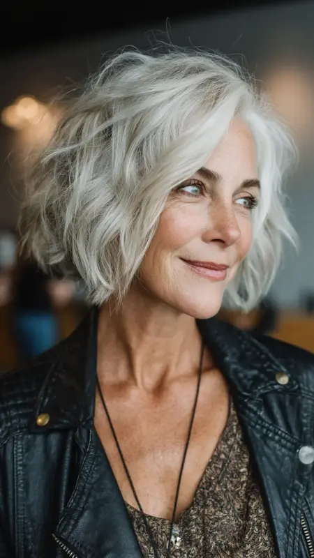 Textured Bob with Choppy Layers - Shoulder Length Hairstyles For Women Over 60