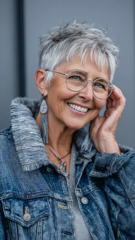 Textured Crop with Fringe - Hairstyles for women over 70 with thinning hair