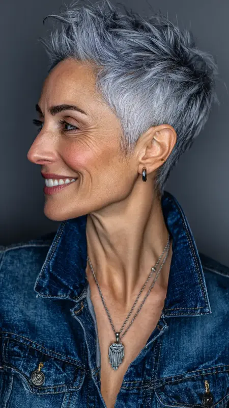 Textured Crown Pixie - pixie haircuts for women over 60