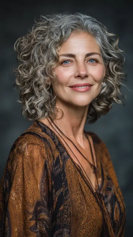 Textured Curly Cut - Shoulder Length Haircuts For Older Women