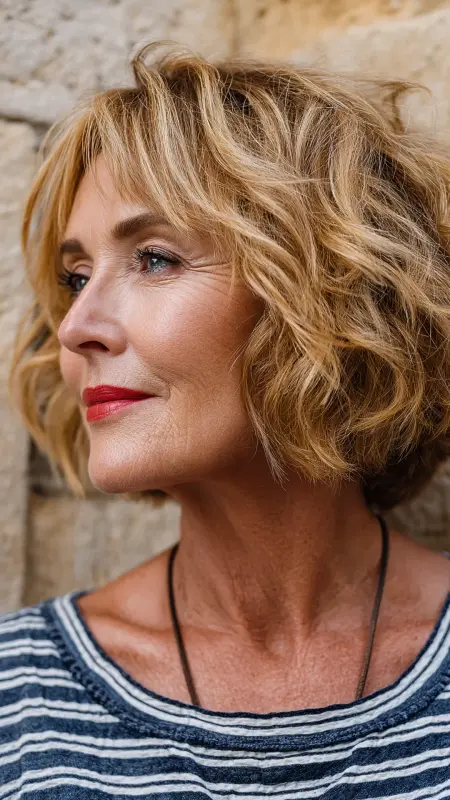 Textured French Bob with Bangs - bob hair styles for women over 50