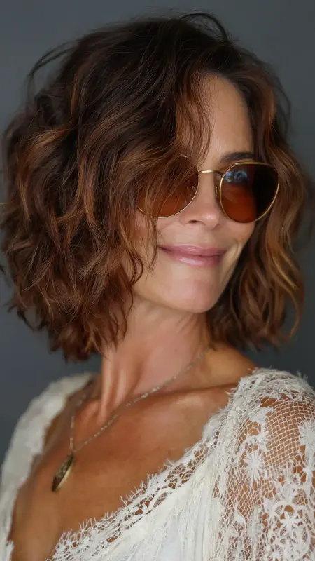 Textured Lob with Beach Waves - Haircuts For Women Over 50 With Fine Hair