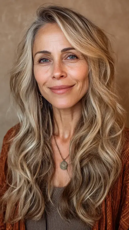 Textured Long Cut with Layers - Long Haircuts For Women Over 40